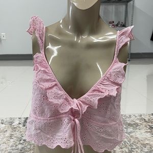 Cropped eyelet blouse